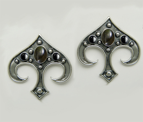 Sterling Silver Gothic Inspired Drop Dangle Earrings With Spectrolite And Hematite